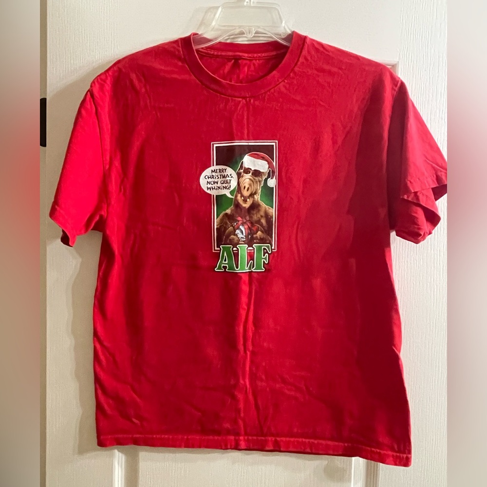 Vintage Alf Santa hat T-Shirt Mens Large Y2K Christmas TV Show Comedy Promo Sz L